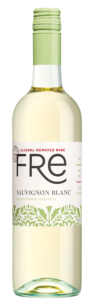 A bottle of FRE sauvignon blanc non-alcoholic wine